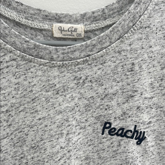 Brandy Melville / John Galt Gray 'Peachy' embroidered T-Shirt size OS - Picture 3 of 6